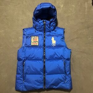 Polo‎ Ralph Lauren Vest Downhill Alpine Ski USA Blue Down Puffer Big Pony Medium